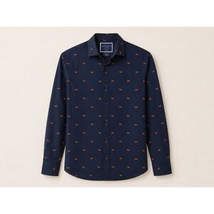 Charles Tyrwhitt Non-Iron Button Down Men's Medium Navy Dachshund Print | EUC